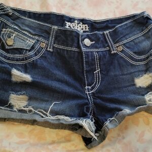 Reign Distressed Blue Denim Shorts